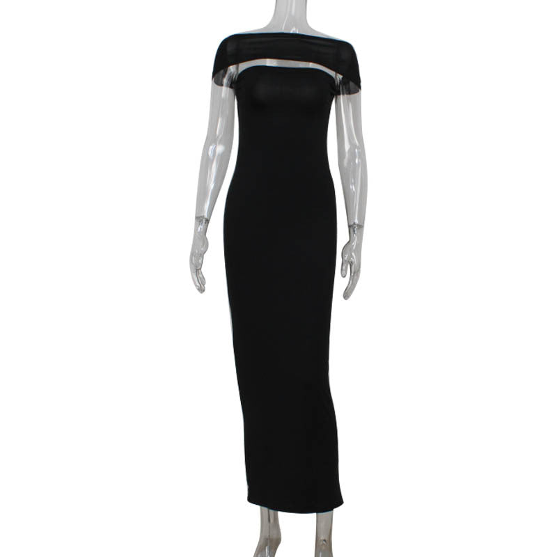 the off Shoulder Collar Wrapped Chest Backless Solid Color Tight Sheath Dress