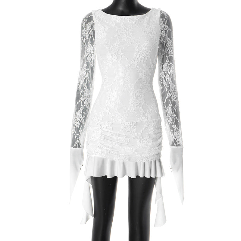 Sophisticated Charming Slim Slimming Lace Strap Package Hip Dress