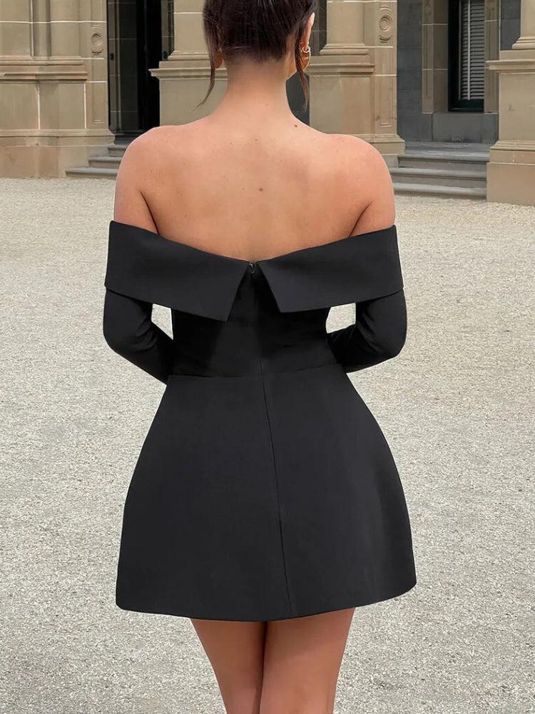 Shoulder Off A Line Mini Dress