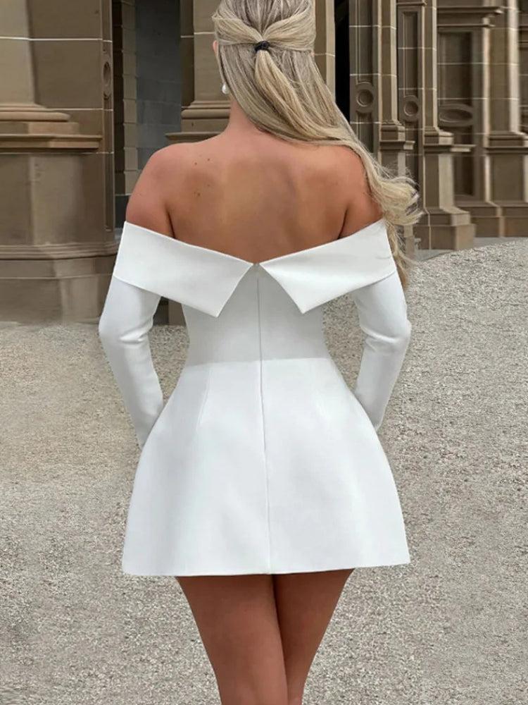 Shoulder Off A Line Mini Dress