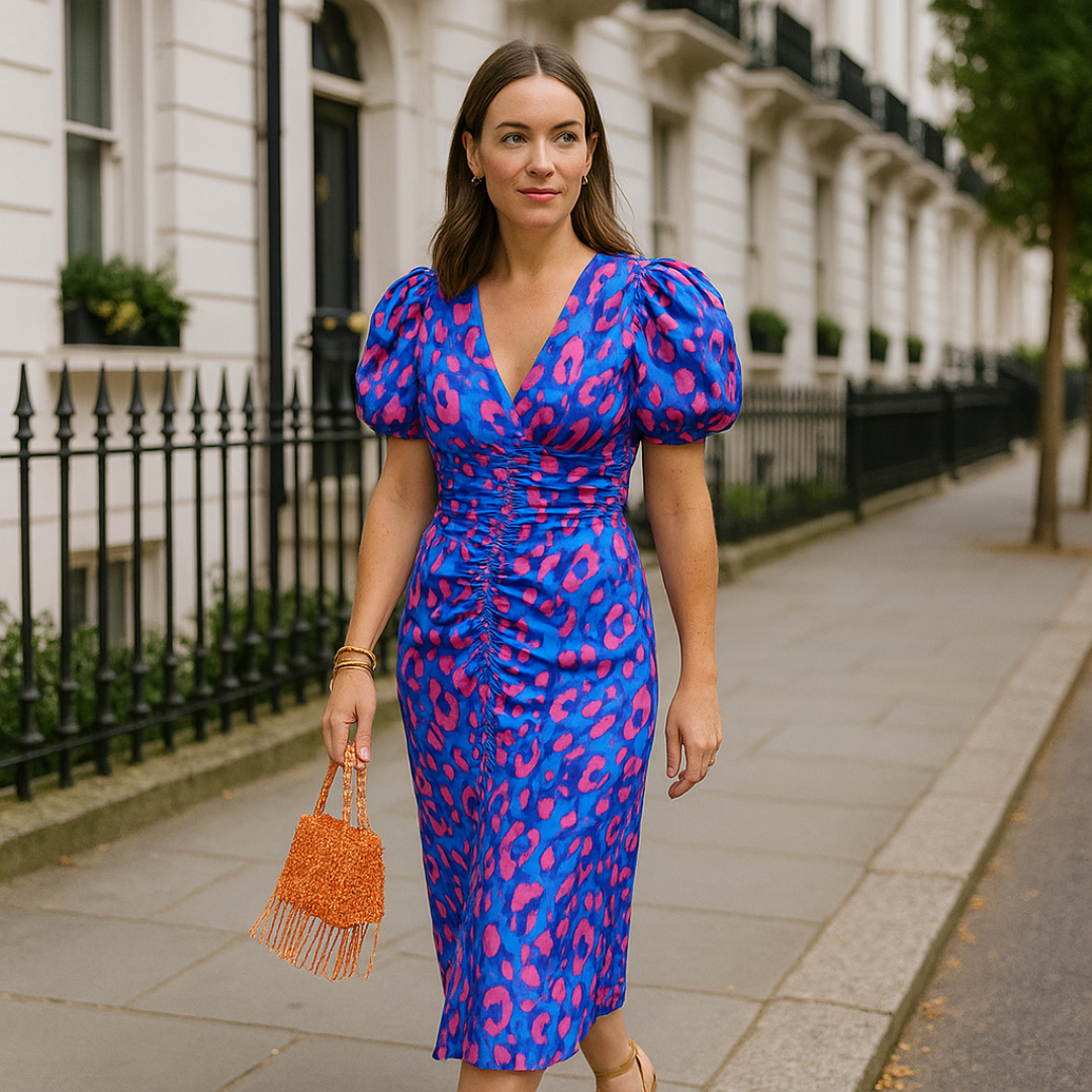 | Arielle Colourful Dress With Pleated Sleeves