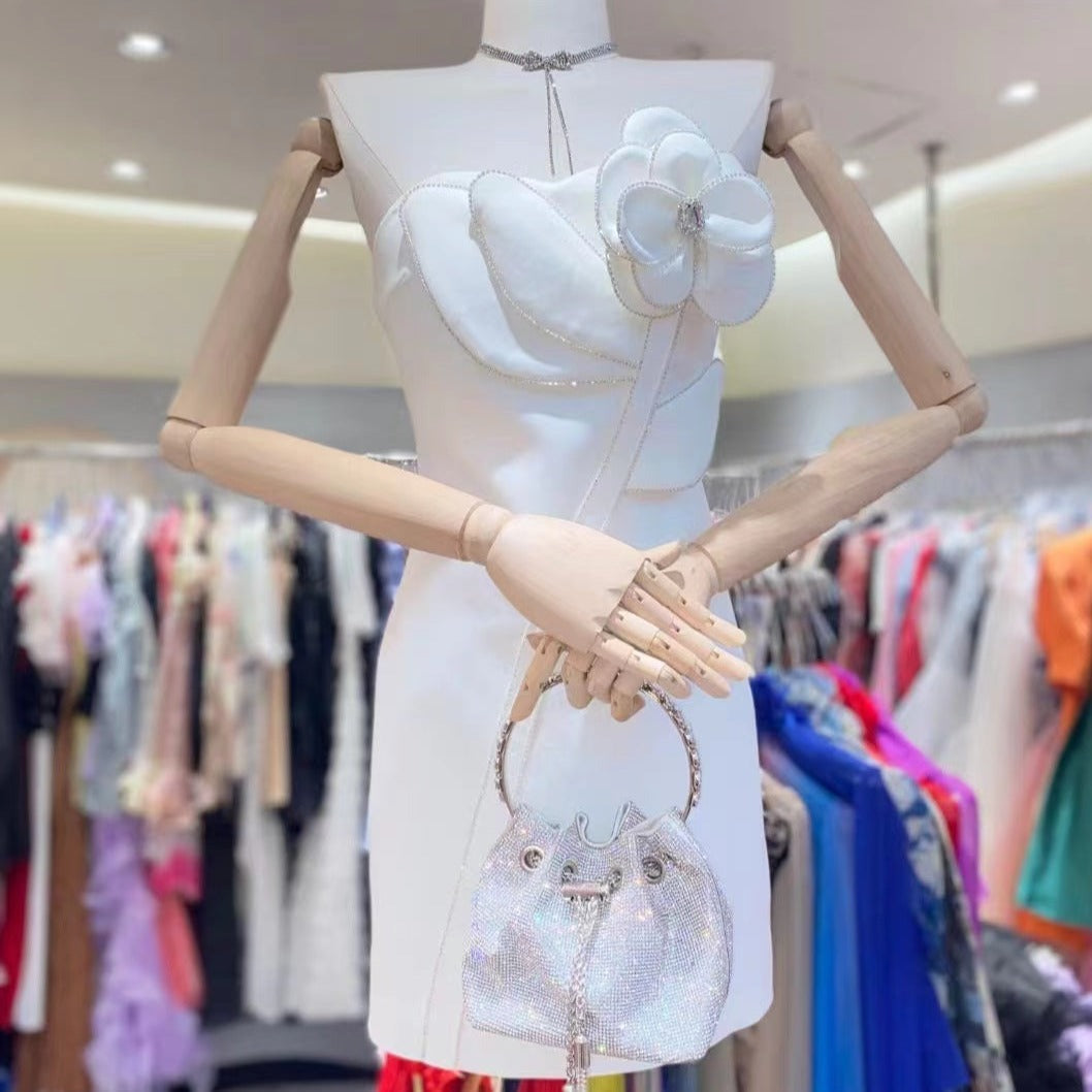 Paloma Rhinestone Flower Embellished Mini Dress