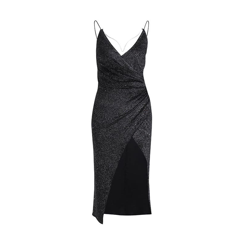 Dresses Party Women Bright Silk High Slit Dress