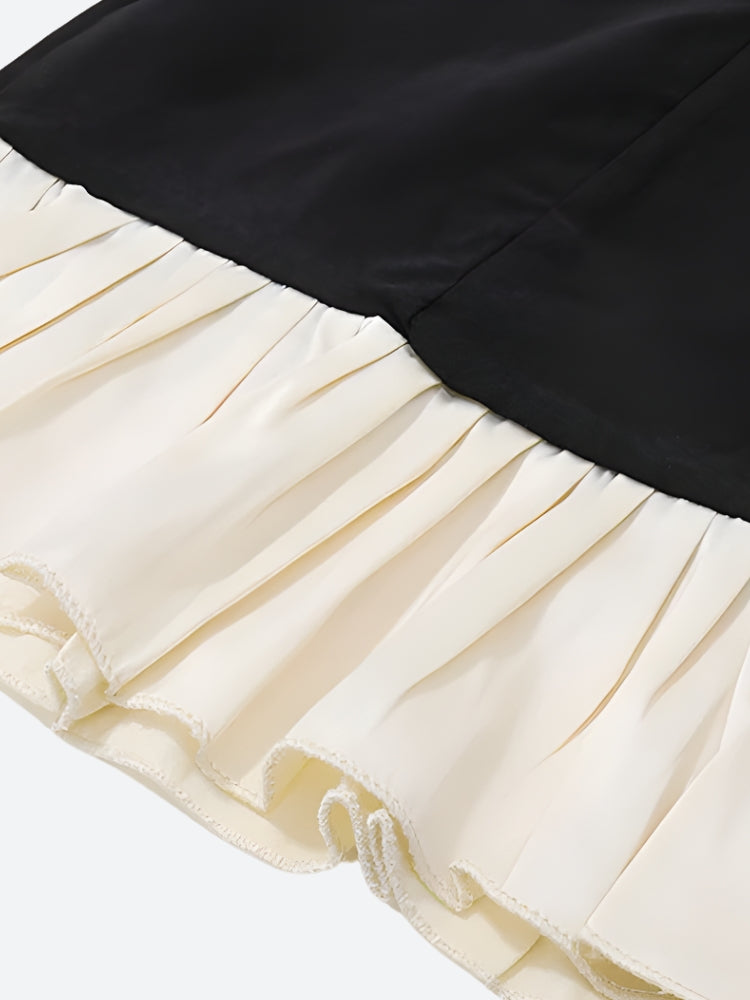 Hem Pleated Mini Dress