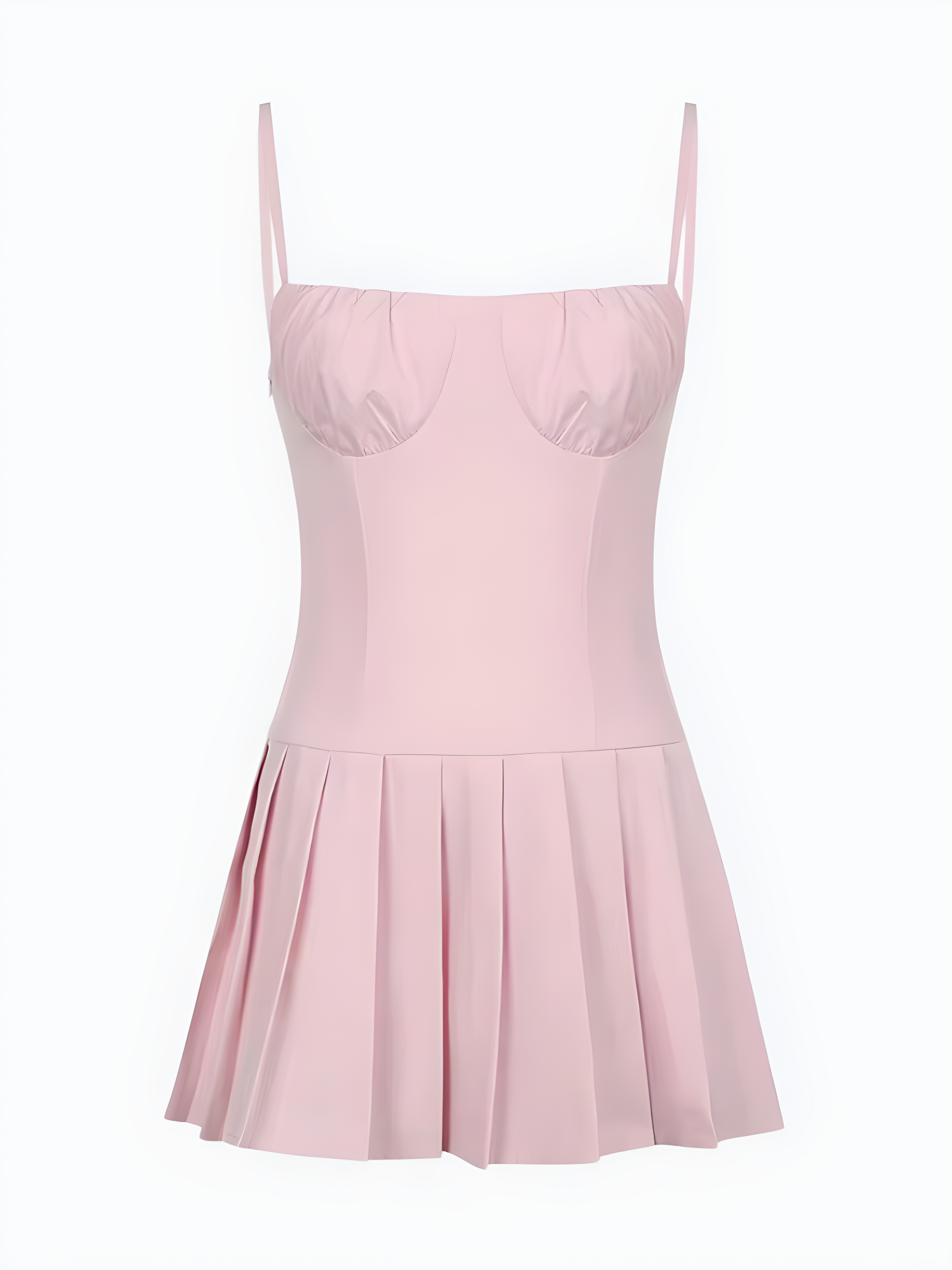 Pink Pleated Mini Dress
