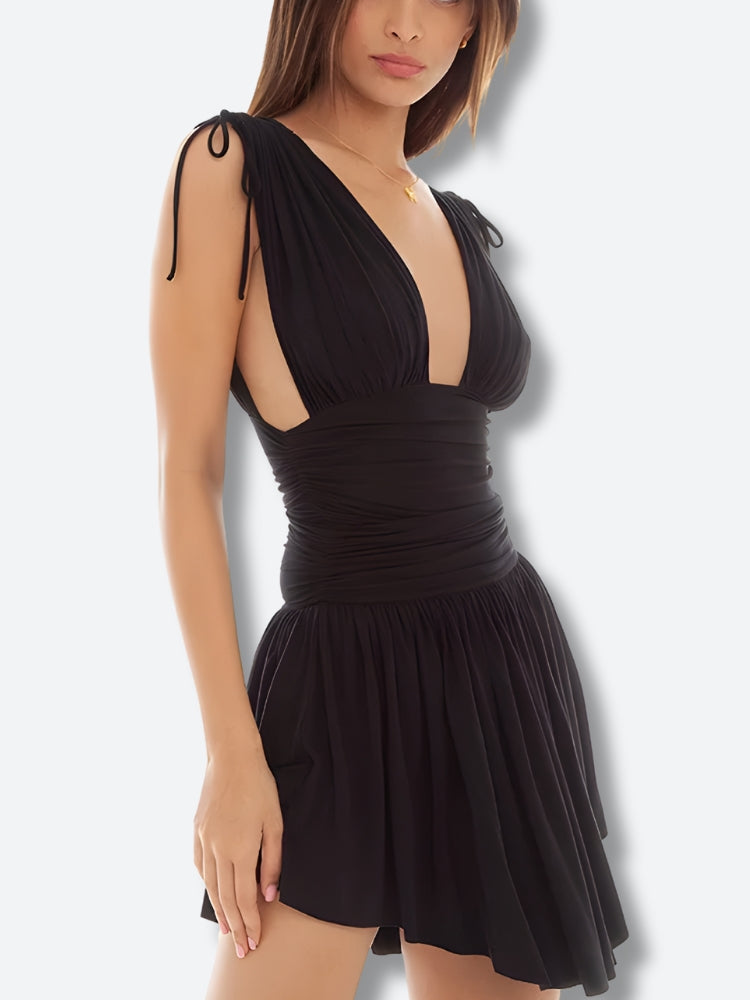 Neck Plunge Mini Dress