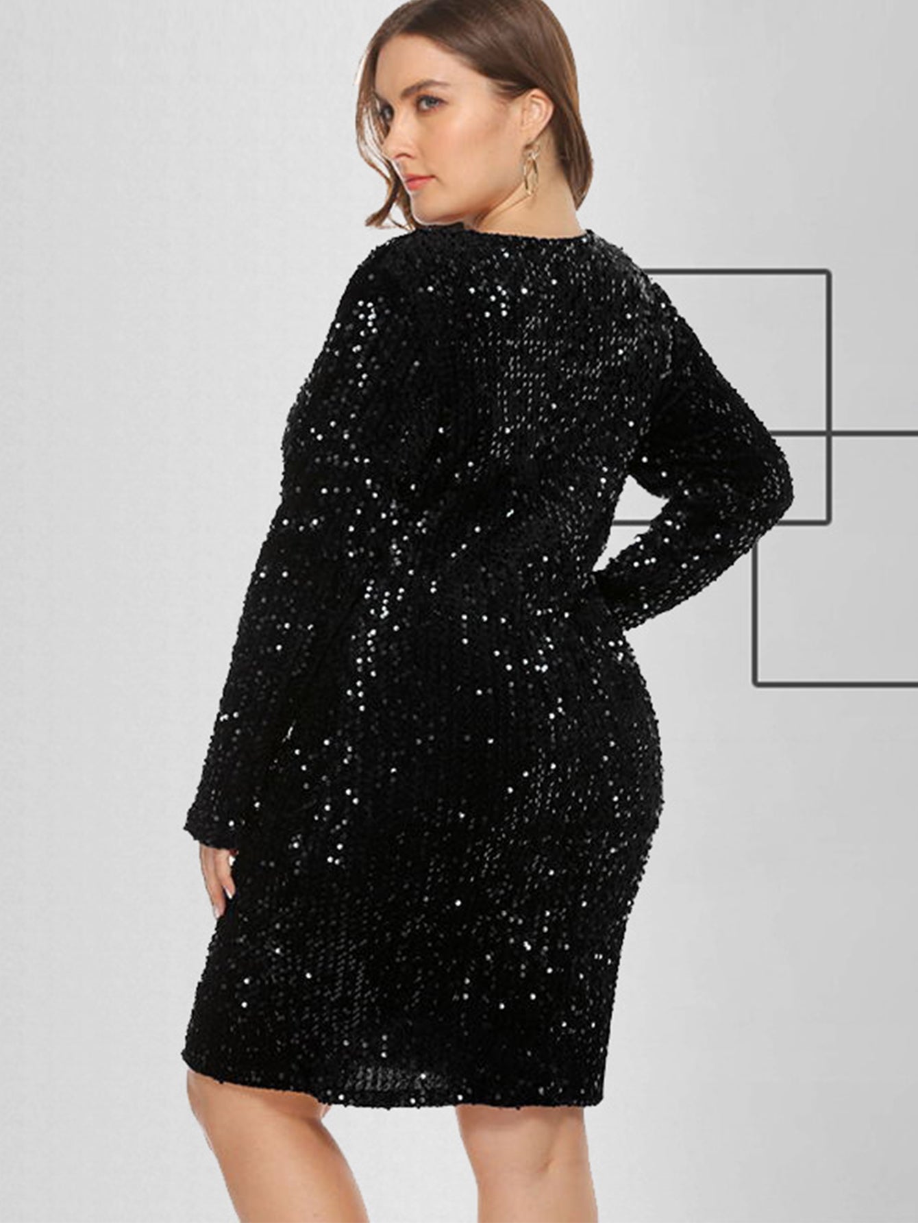 Size Plus Sequins Glitter Bodycon Dress