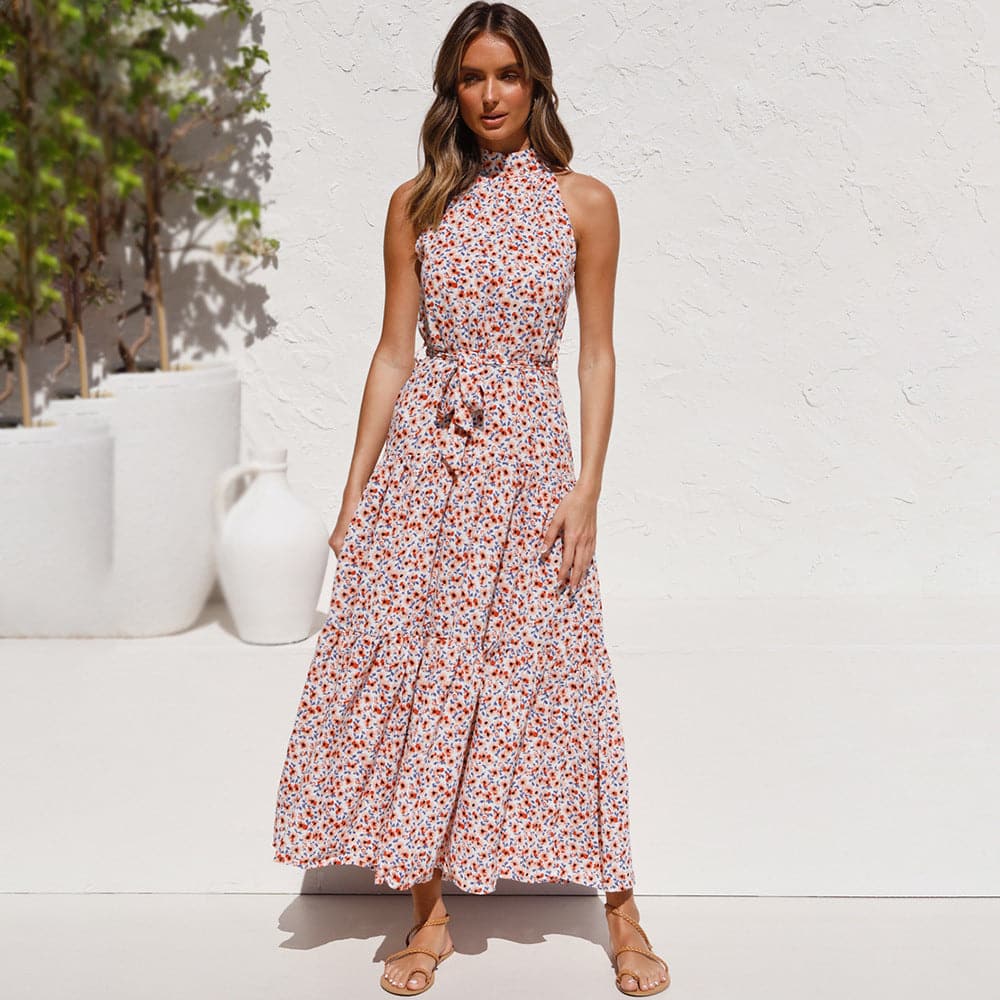 Polka Dot Print Women Bohemian Maxi Dress
