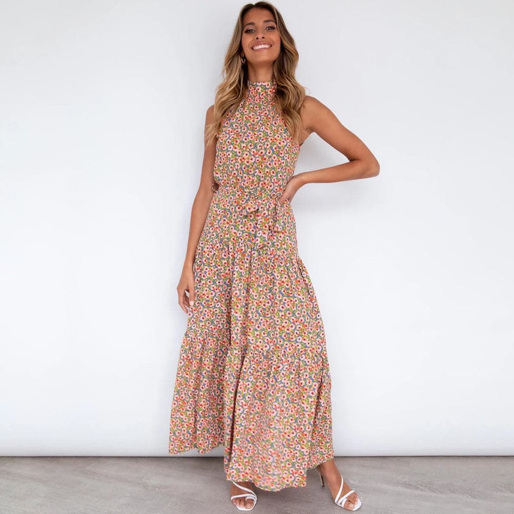 Polka Dot Print Women Bohemian Maxi Dress