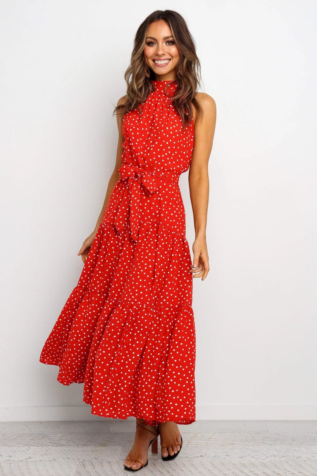 Polka Dot Print Women Bohemian Maxi Dress