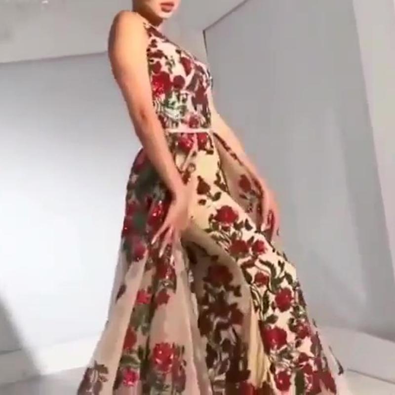 Kissnovaa - Prom Dresses for Women Sequin Flower Printed Dress