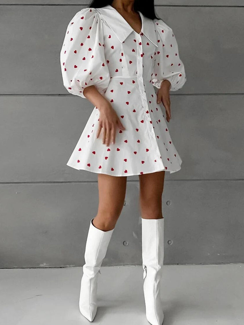 Sleeve Puff Mini Dress