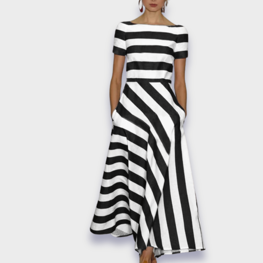 Lucia Striped Womens Maxi Dress with Relaxed Fit and Boutique Modern Look