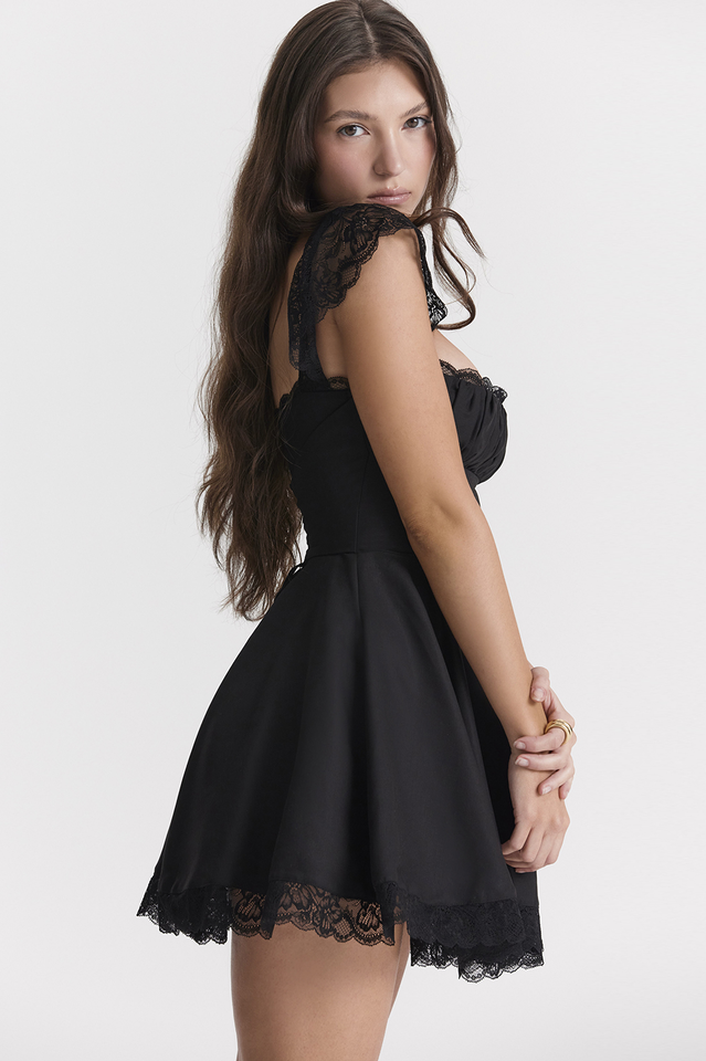 Black Kaia A Line Mini Dress