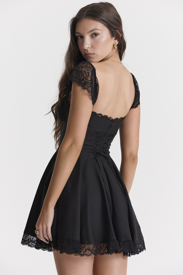 Black Kaia A Line Mini Dress