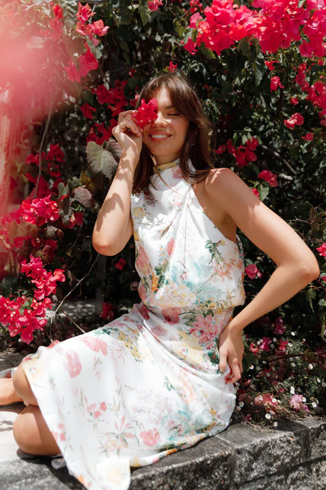 Halter Anabelle Neck Midi Dress