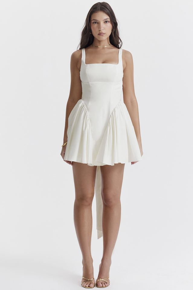 Ivory Florianne Bow Mini Dress