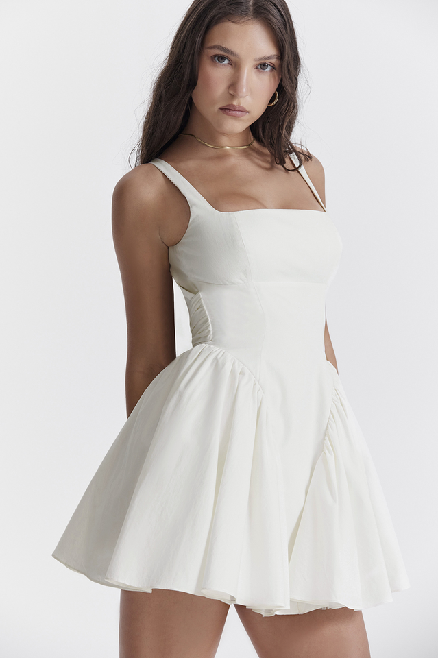 Ivory Florianne Bow Mini Dress