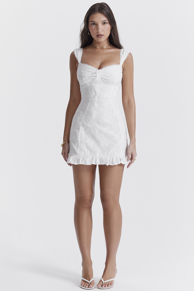 White Odessa Embroidered Mini Dress