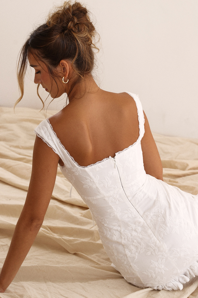 White Odessa Embroidered Mini Dress