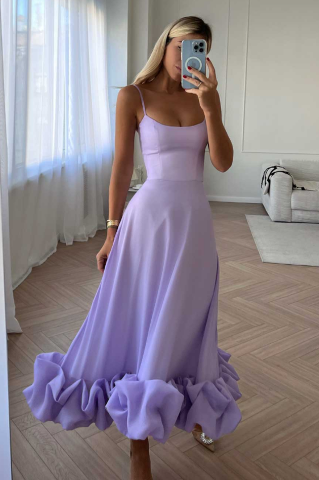 Bustier Flounce Midi Dress