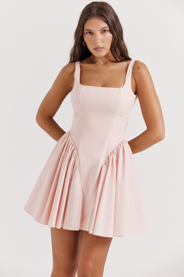 Peach Floriane Bow Mini Dress