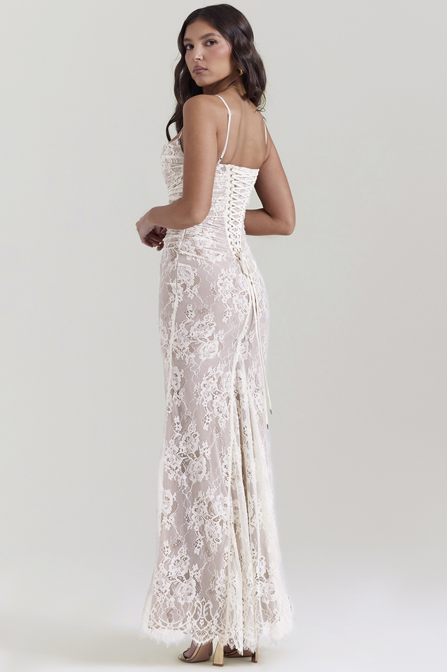 Timeless Cream White Lace Maxi Dress