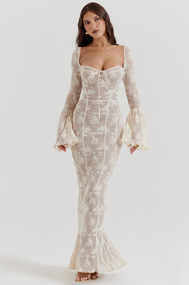 Delilah Classic Cream Lace Maxi Dress