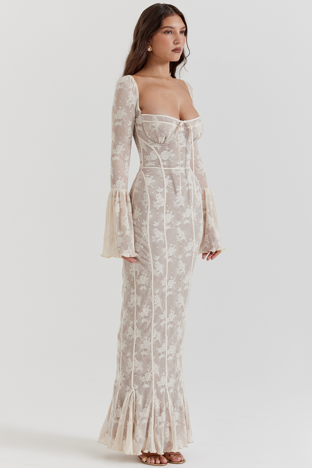 Delilah Classic Cream Lace Maxi Dress