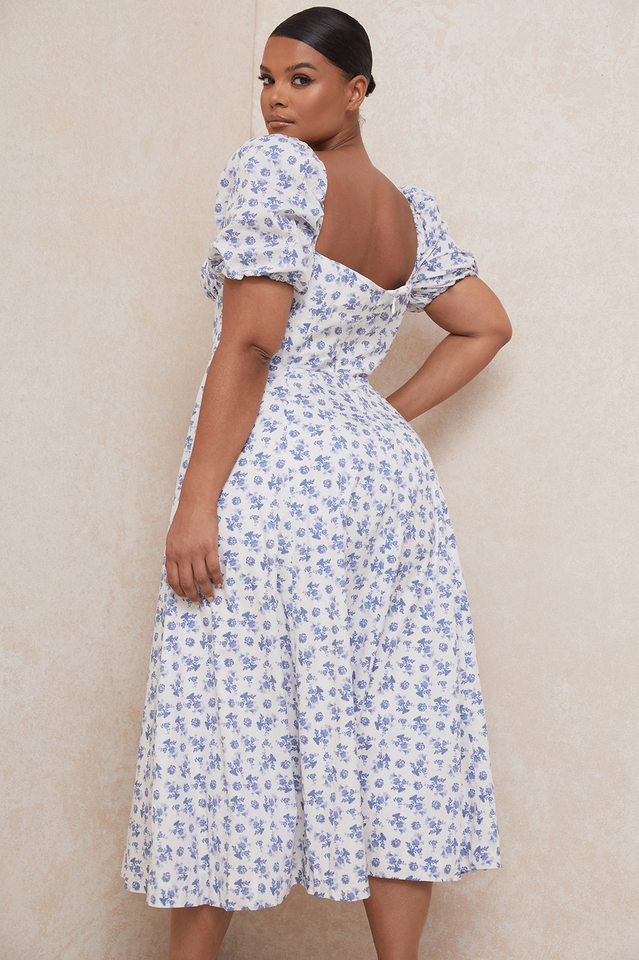 Tallulah Bloom Puff Sleeve Midi Dress