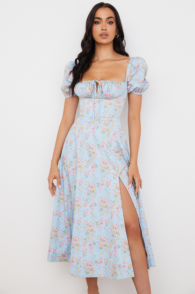 Tallulah Bloom Puff Sleeve Midi Dress