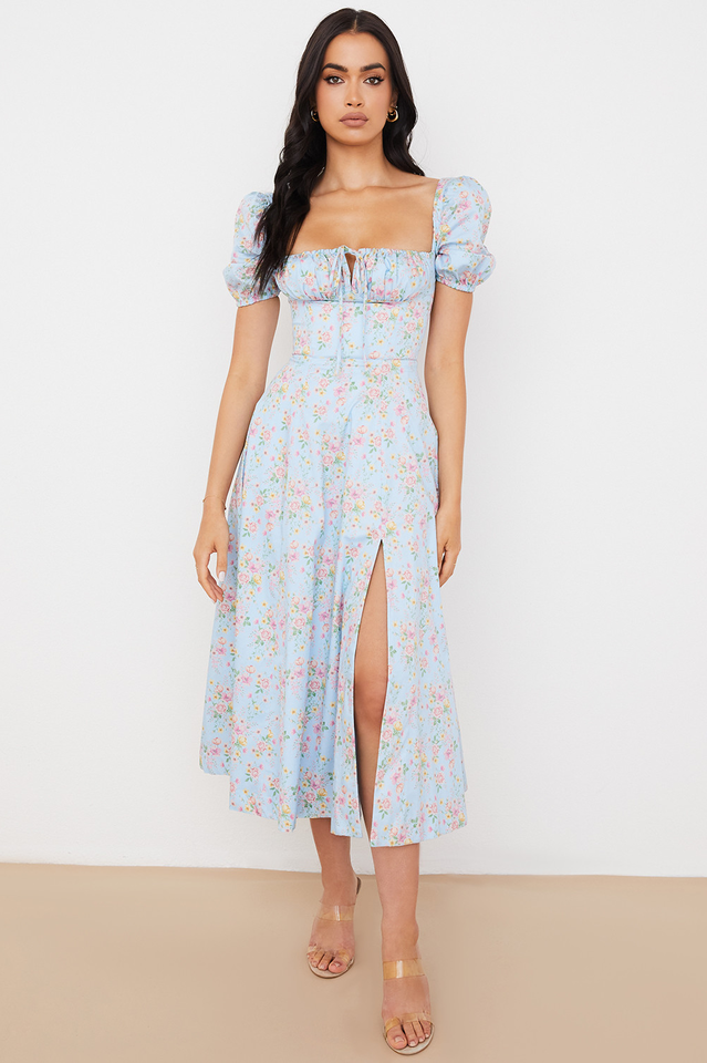 Tallulah Bloom Puff Sleeve Midi Dress