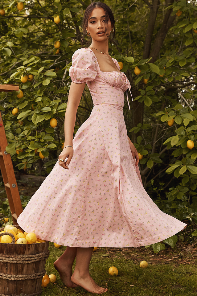 Tallulah Bloom Puff Sleeve Midi Dress