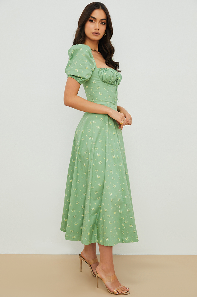Tallulah Bloom Puff Sleeve Midi Dress
