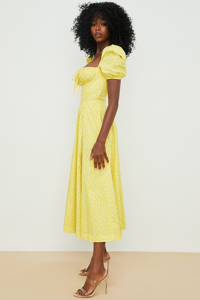 Tallulah Bloom Puff Sleeve Midi Dress