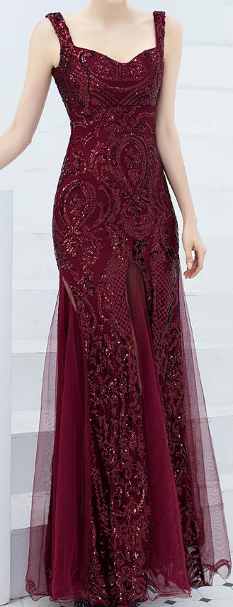 Kissnovaa - Mermaid Long Prom Gown Gold Evening Dresses