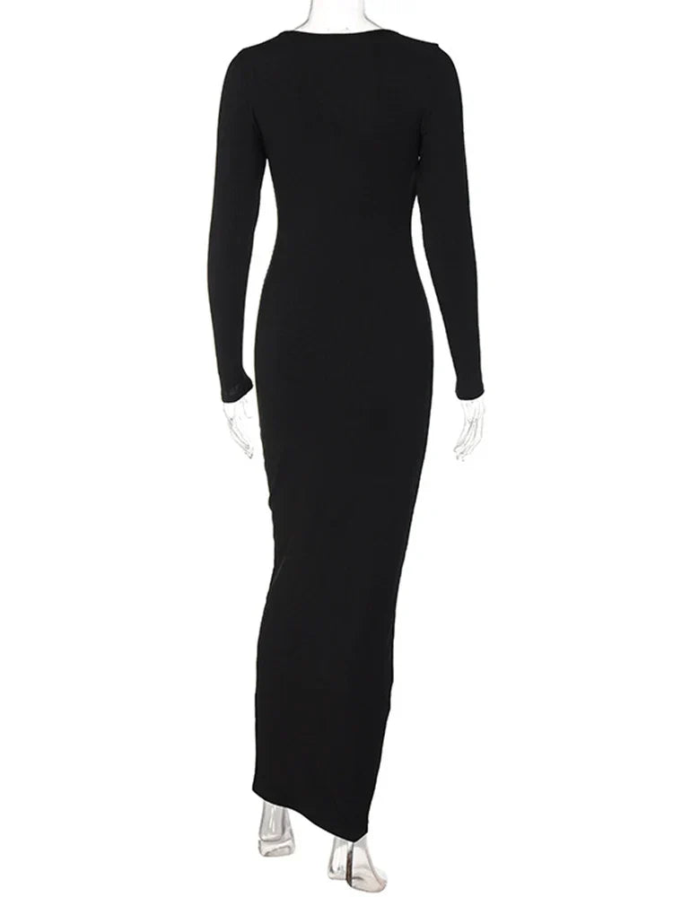 Ribbed Solid Square Neck Fall Evening Refined Mit Midi Dresses