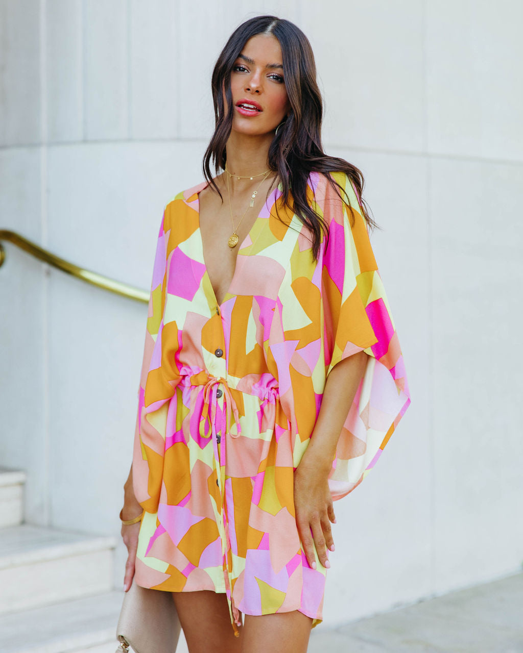 Adjustable Righteous Printed Kimono Dress