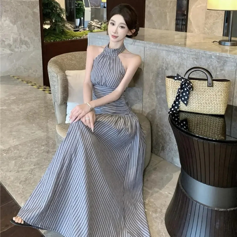 Halter Ruched Midi Dress