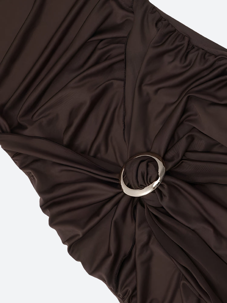 Halter Ruched Neck Mini Dress