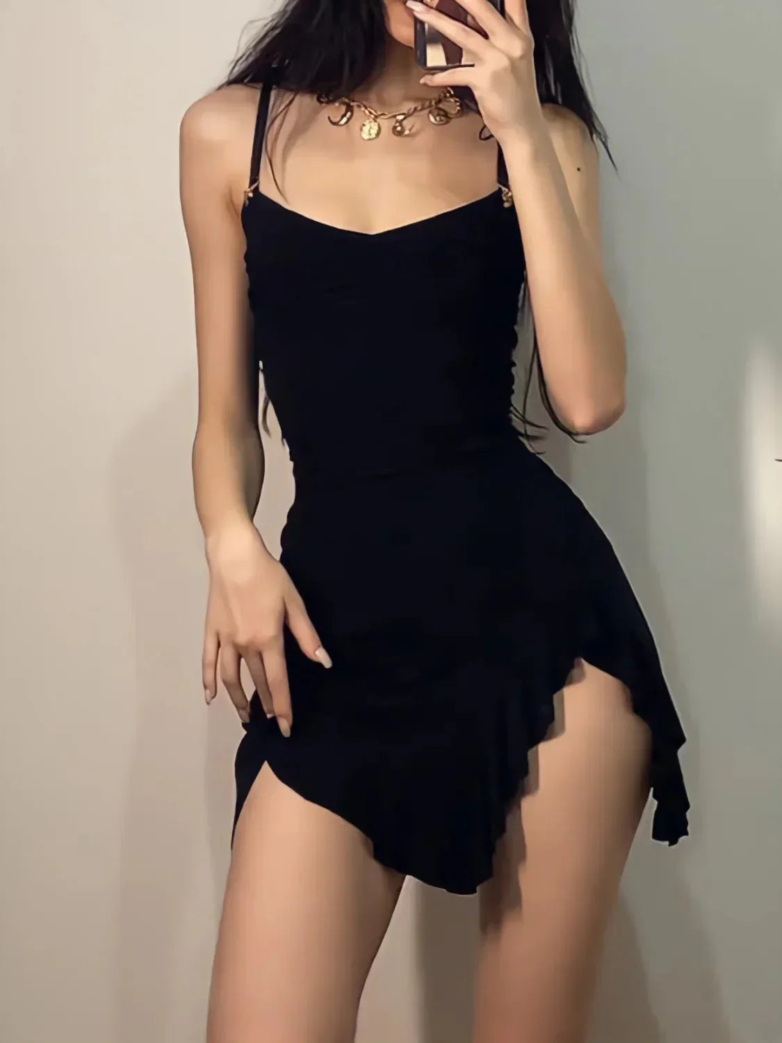 Slit Ruffled Bodycon Mini Dress