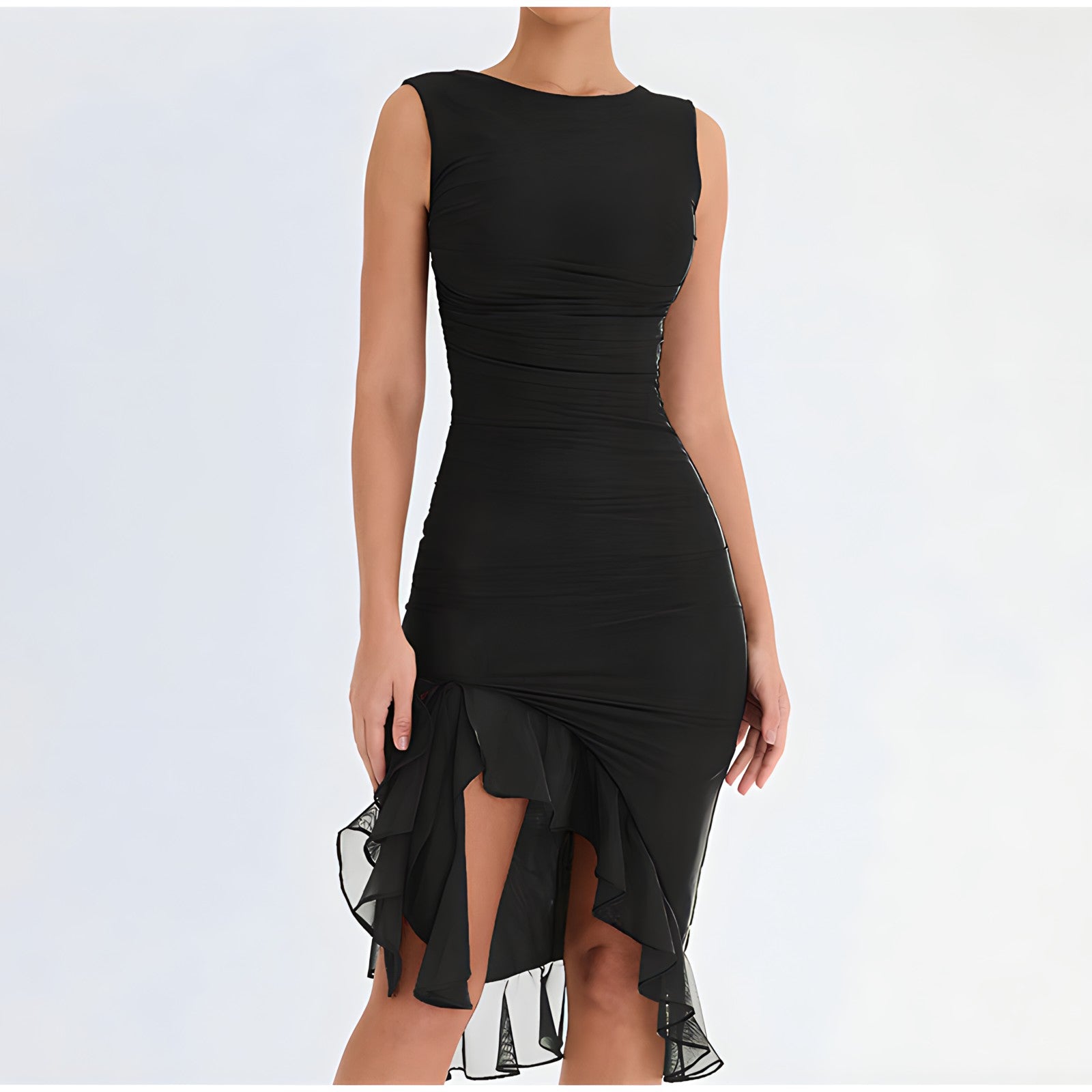 Exclusive Ariana Midi Dress with Ruffles Elevated Occasion Wear