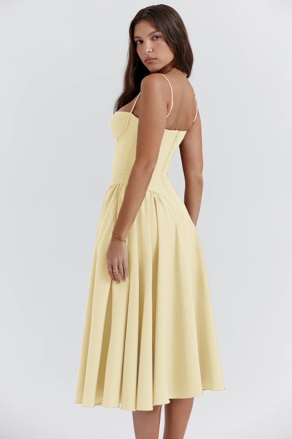 | Nina Sleeveless Corset Midi Dress