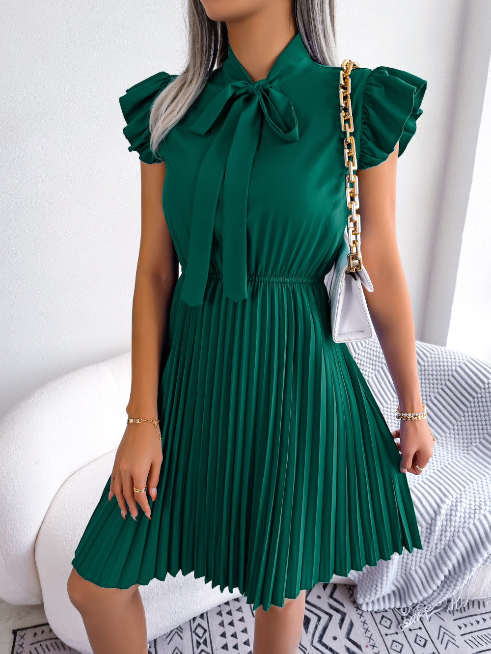Narin Graceful Pleated Dress for Women Wedding Guest Look
