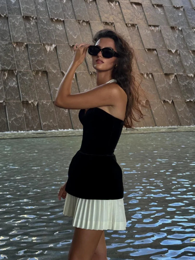 Strapless Zara Velvet Backless Mini Dress