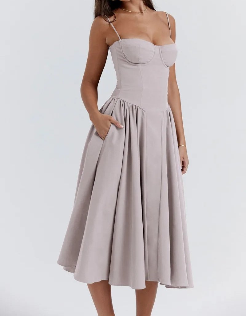 Sleeveless Carolyn Corset Midi Dress