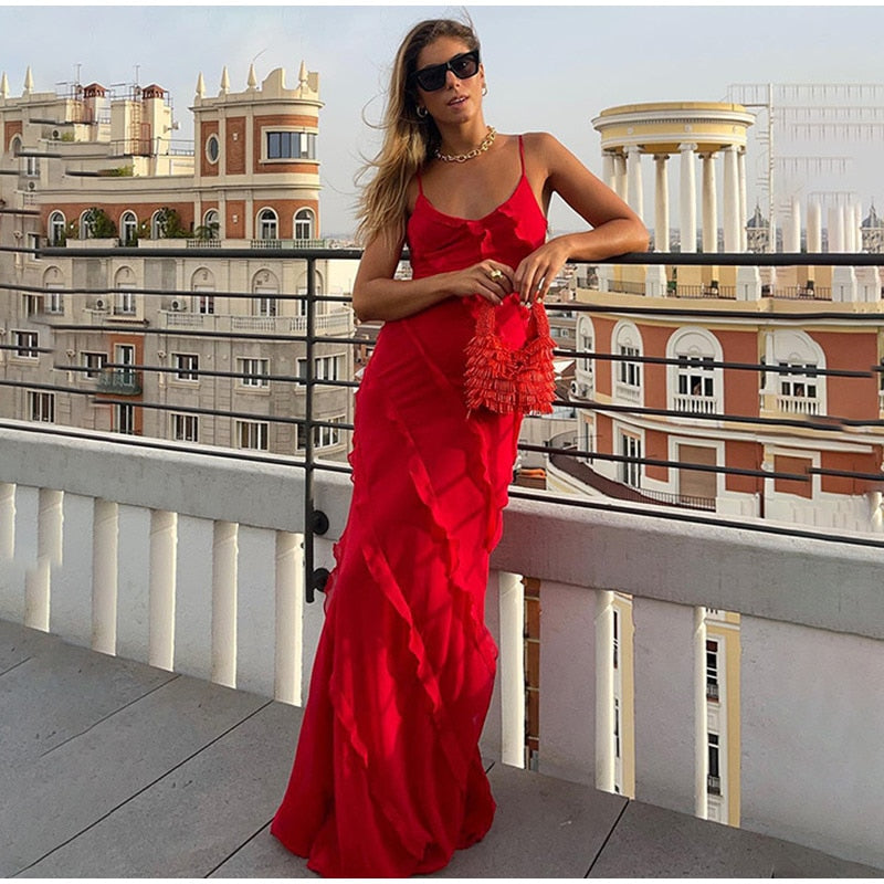 Chic Deep V Neck Maxi Dress