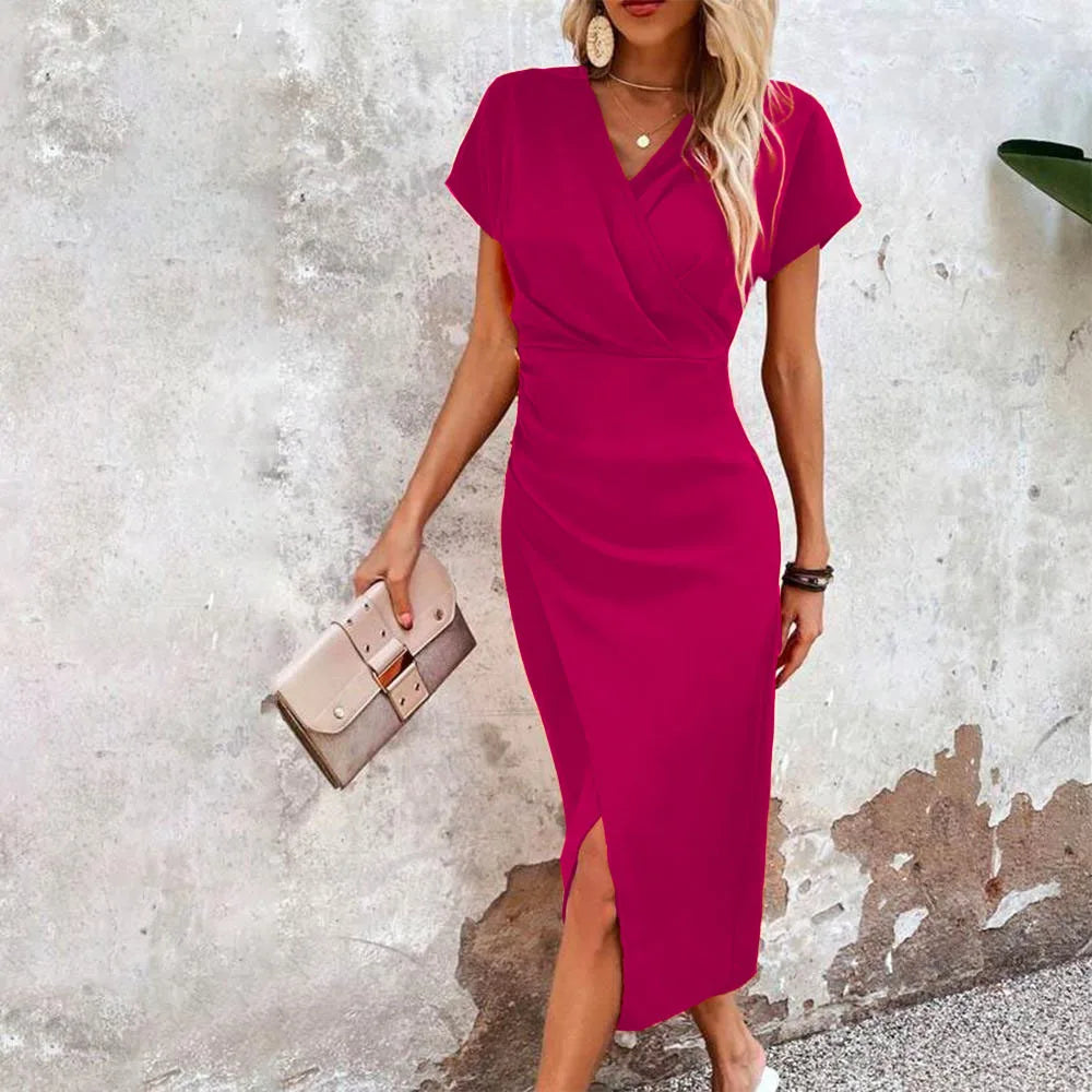 Ana Exclusive María Relaxed Short V Neck Mini Dress for Women Evening Wear Edit