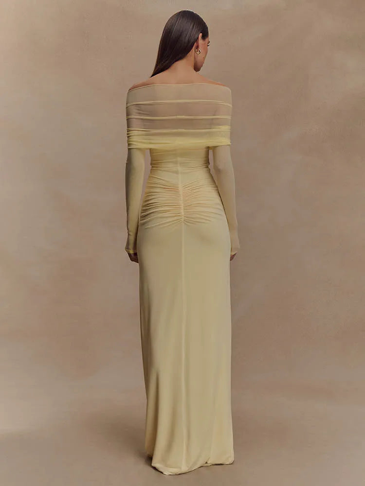 Hollow Edition Out Ruched Maxi Prom Dress