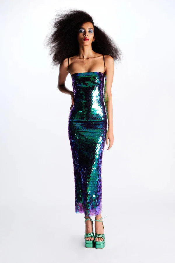 Girl Spicy Beaded Irregular Midi Dress